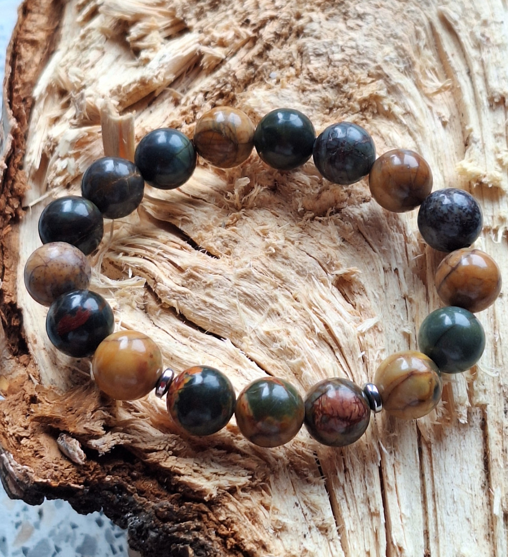 Браслет из яшмы пикассо 10мм (18р)