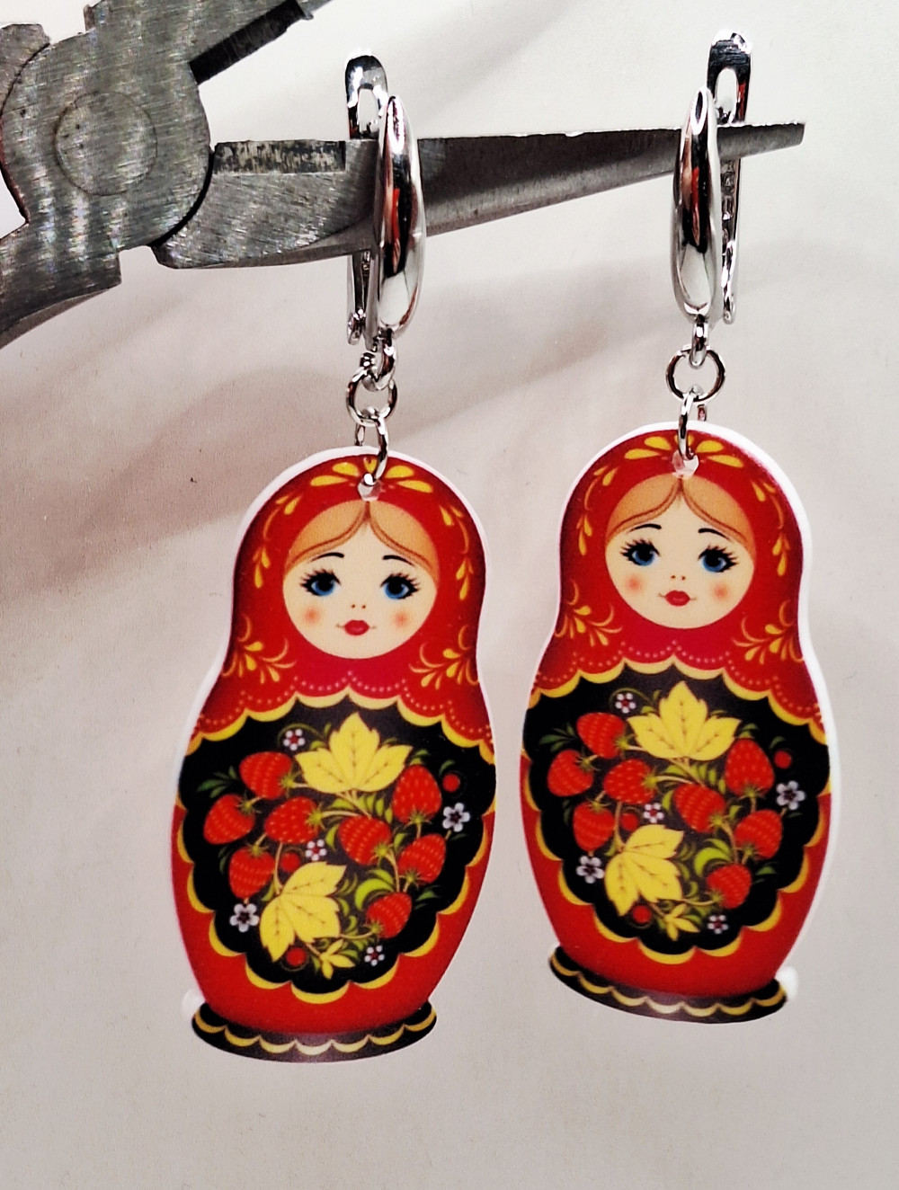 Серьги (6.5см) ручная работа