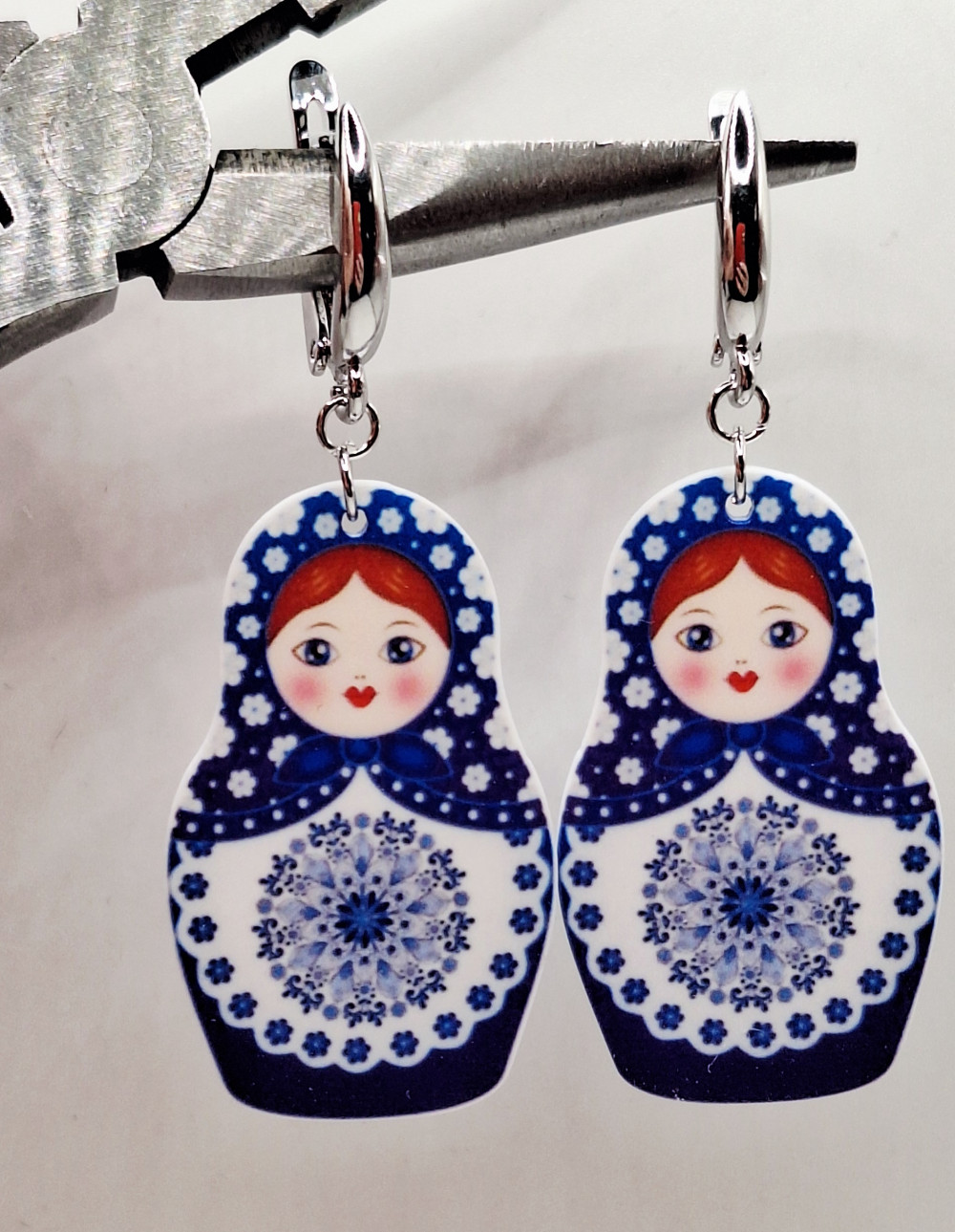 Серьги (6.5см) ручная работа