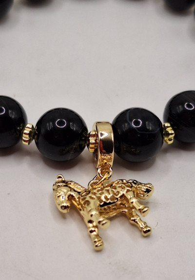 Браслет из черного агата ручная работа