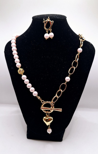 Колье из розового жемчуга майорка 