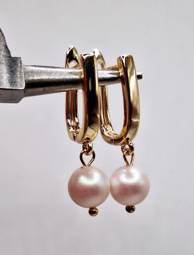 серьги с розовым жемчугом майорка(8мм)