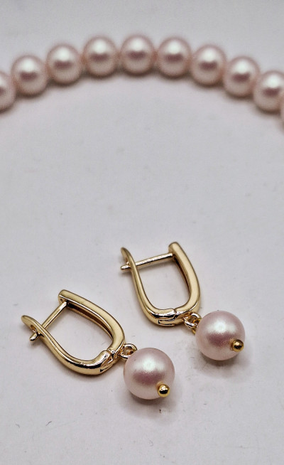 Серьги с розовым жемчугом майорка (8мм)