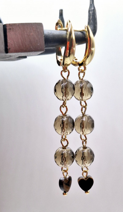 серьги с дымчатым кварцем(6см)