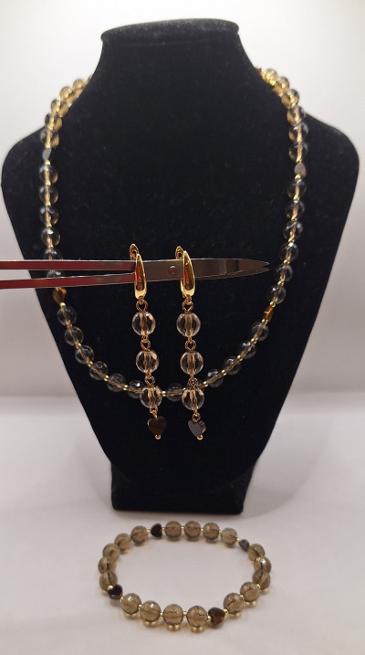 Серьги с дымчатым кварцем (6см)