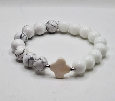 браслет из кахалонга,белого агата 10мм