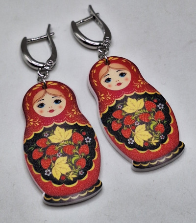 Серьги (6.5см) ручная работа