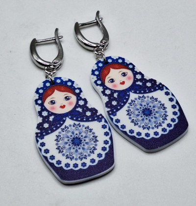 Серьги (6.5см) ручная работа