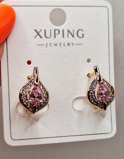 серьги(1.5см) камень роз.англ.замок