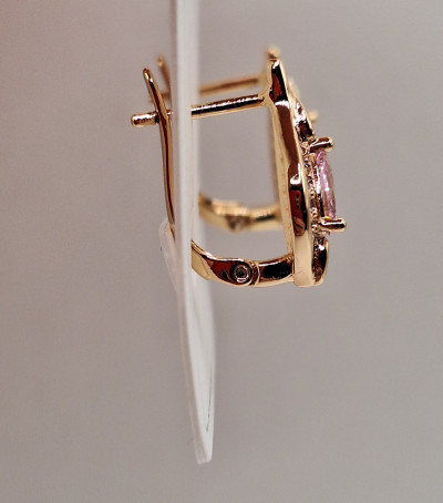 Серьги (1.5см) камень роз.англ.замок