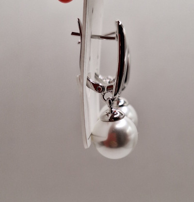 Серьги (2.8см) жемч.1см   англ.з 