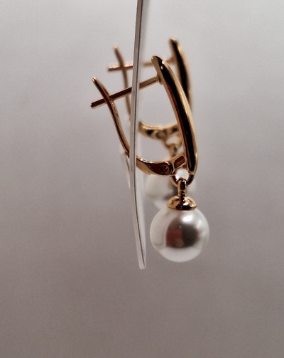 Серьги (2.8см) жемчужина 8мм